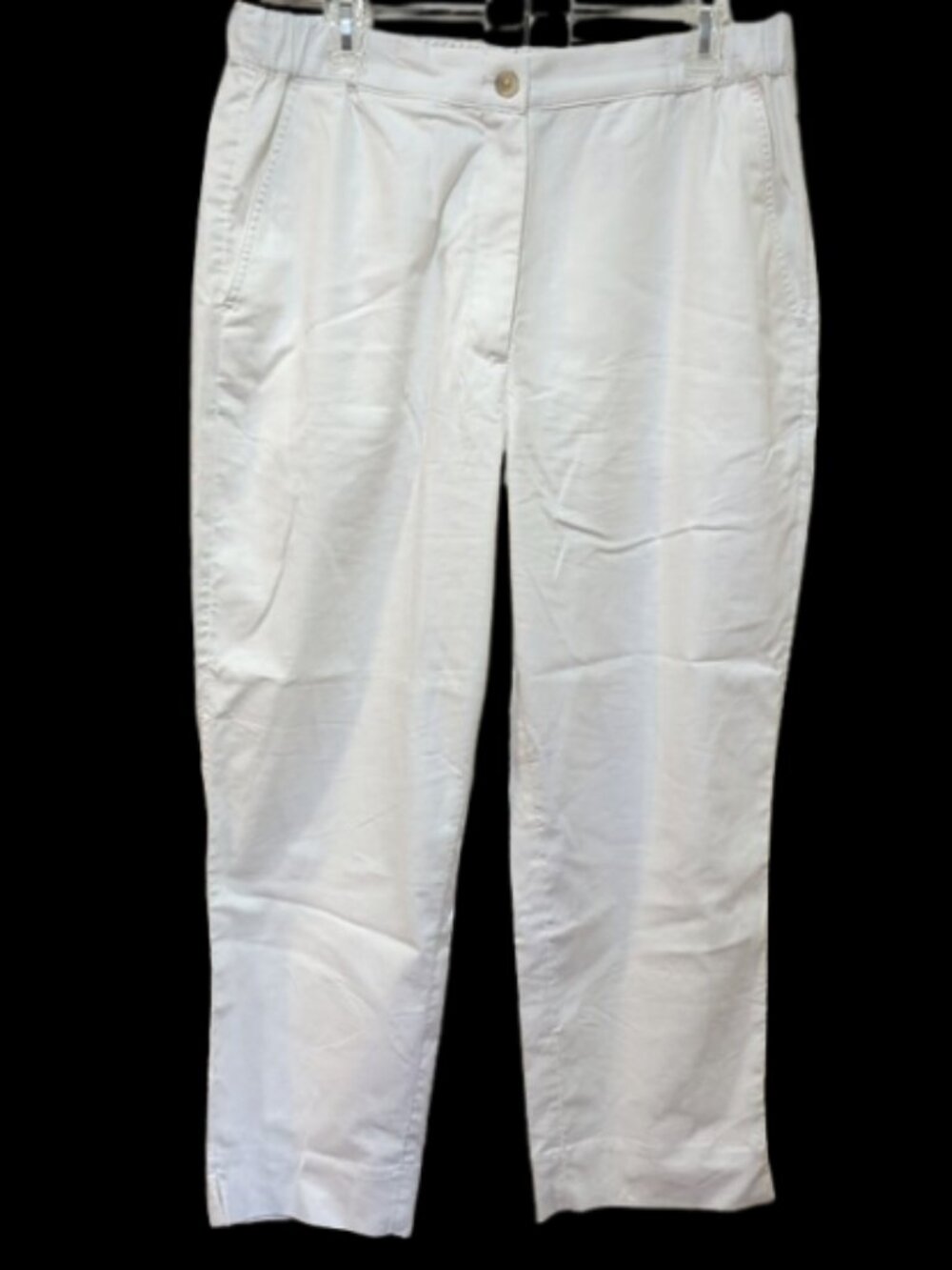 Banana Republic White High Rise Tapered Linen Blend Pants Elastic Waist - Size L